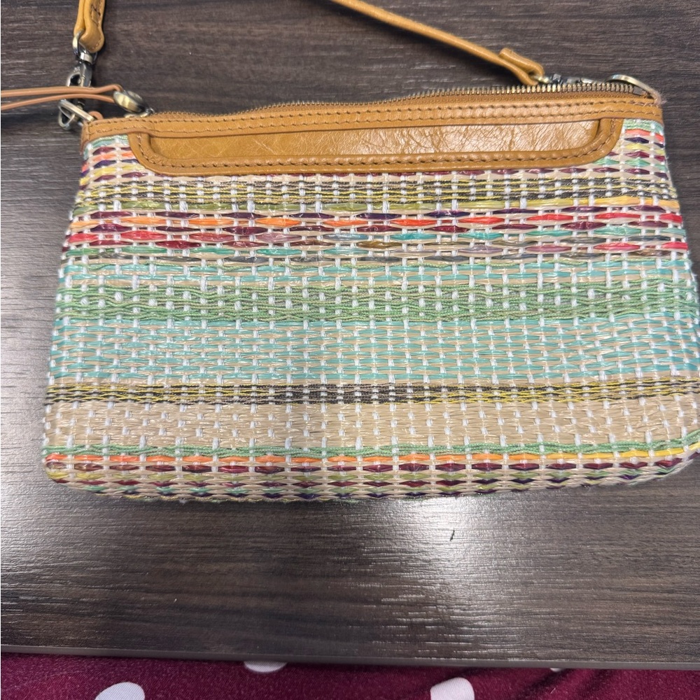 HOBO Multicolor Woven Clutch with Tan Accents
